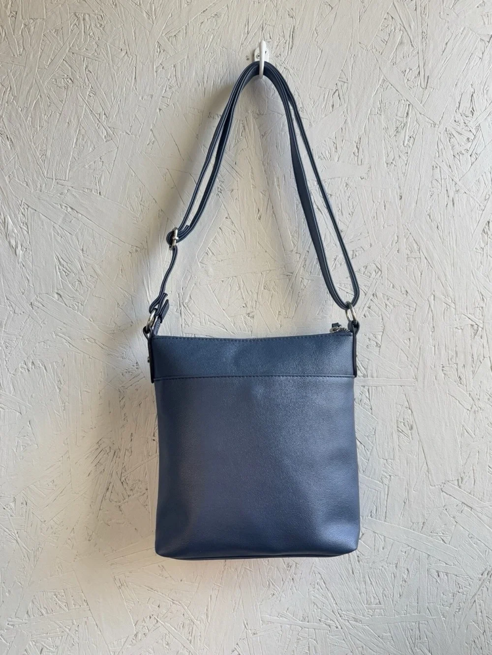 Style & Co. Hudson North South Soft Faux Leather Navy Crossbody